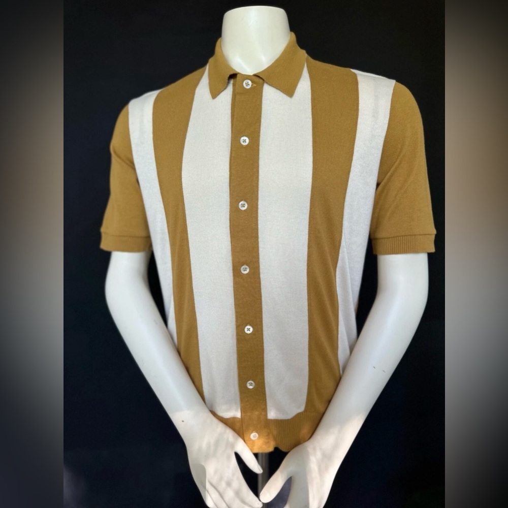Highsnobiety Knit Polo Shirt Mustard  Striped Size M
